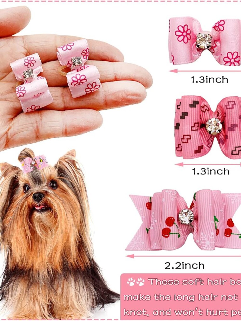 Mixed Styles Pet Cat Puppy Topknot Small Dog Hair Bows with Rubber Bands Groomin - Picture 2 of 8